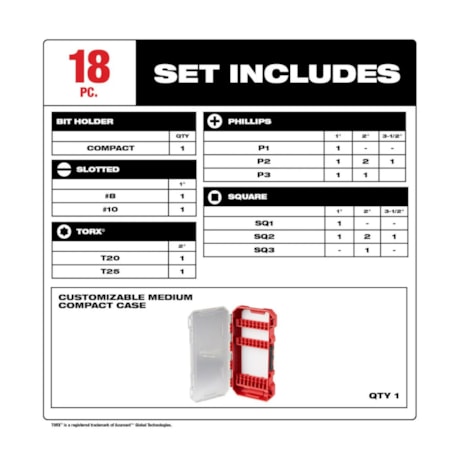 Jogo de Bits de Impacto Shockwave com 18 Peças 48-32-4403 MILWAUKEE-f2990363-017a-40d7-a458-420d9fda7763