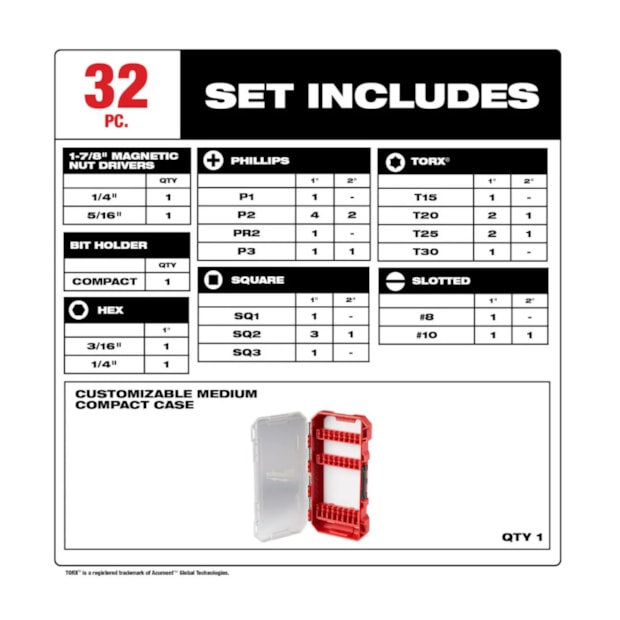 Jogo de Bits de Impacto Shockwave com 32 Peças 48-32-4004 MILWAUKEE-8830493f-4577-4111-bd8c-e954cb4edf4d