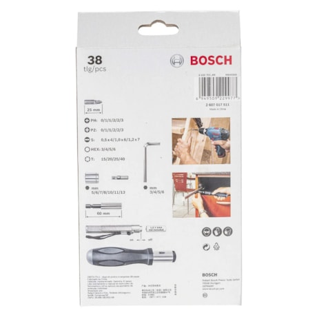 Jogo de Bits e Soquetes com 38 Peças 2607017511 BOSCH