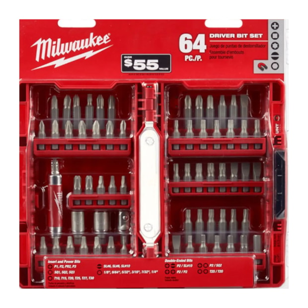 Jogo de Bits Fenda/Phillips/Torx/Hexagonal com 64 Peças 48-32-1552 MILWAUKEE-ff833451-15c3-4174-9f44-bf532d234f18