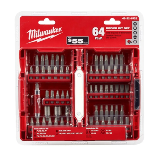 Jogo de Bits Fenda/Phillips/Torx/Hexagonal com 64 Peças 48-32-1552 MILWAUKEE-25d52c02-92c9-48ea-8705-a53244aec550