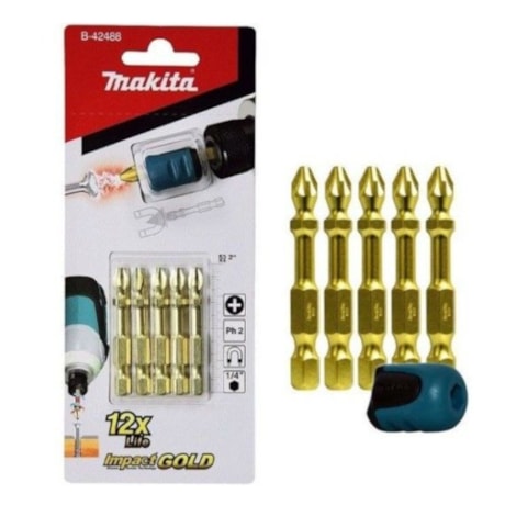 Jogo de Bits Phillips com Adaptador Magnético Ph2 x 50mm com 5 Peças D-42488 MAKITA-01b5900c-30b8-426d-b2ff-517096abc196