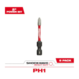 Jogo de Bits Phillips de Impacto PH1 x 50mm FORMA E com 5 Peças Shockwave 48-32-4638 MILWAUKEE