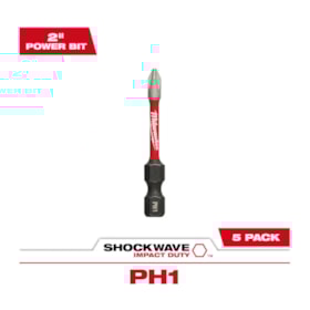Jogo de Bits Phillips de Impacto PH1 x 50mm FORMA E com 5 Peças Shockwave 48-32-4638 MILWAUKEE