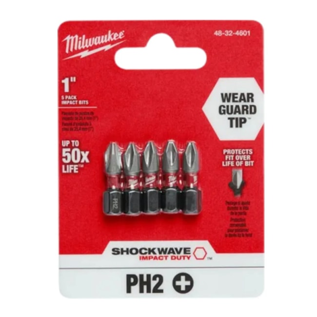 Jogo de Bits Phillips de Impacto PH2 x 25mm Forma E com 5 Peças 48-32-4601 MILWAUKEE-c902a566-2dd6-4113-8204-60c29ec2c375
