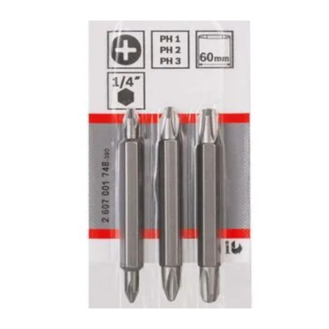 Jogo de Bits Phillips Nº 1/2/3 x 60mm Encaixe 1/4