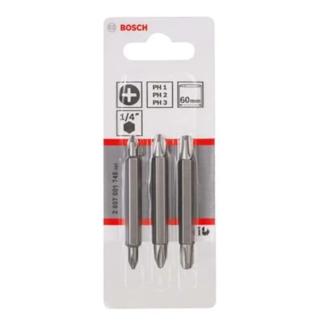 Jogo de Bits Phillips Nº 1/2/3 x 60mm Encaixe 1/4