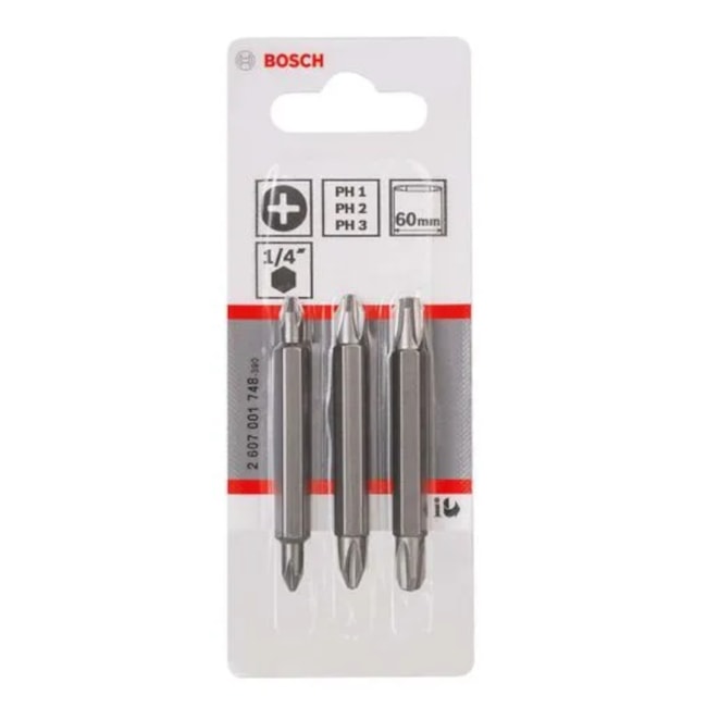 Jogo de Bits Phillips Nº 1/2/3 x 60mm Encaixe 1/4