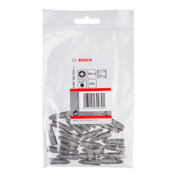 Jogo de Bits Phillips Nº2 x 25mm Encaixe 1/4