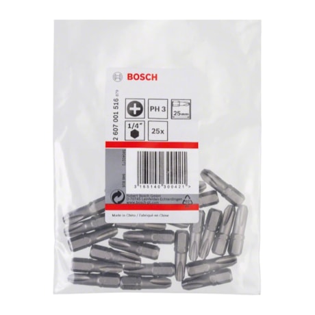 Jogo de Bits Phillips Nº3 x 25mm Encaixe 1/4