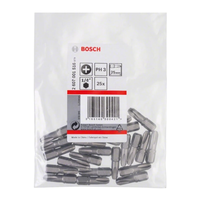 Jogo de Bits Phillips Nº3 x 25mm Encaixe 1/4