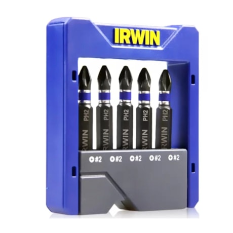 Jogo de Bits Phillips PH2 Power Impact com 5 Peças 1865325 IRWIN-49860d73-4d1e-41fd-98cb-c6c42609671e