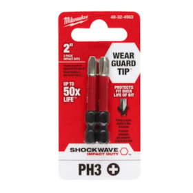 Jogo de Bits Phillips PH3 X 50mm Shockwave com 2 Peças 48-32-4963 MILWAUKEE