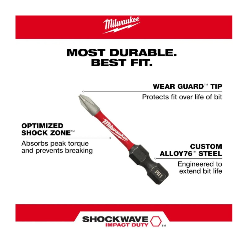 Jogo de Bits Phillips PH3 X 50mm Shockwave com 2 Peças 48-32-4963