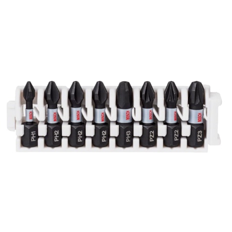 Jogo de Bits Phillips/Pozidriv Encaixe 1/4" com 8 Peças 2608522323 BOSCH