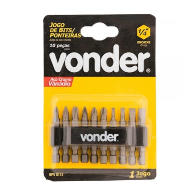 Jogo de Bits / Ponteiras Encaixe Sextavado 1/4'' 10 Peças 3538100000 VONDER-8e67bb47-760f-4c36-be3f-193682a89e67