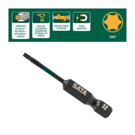 Jogo de Bits Torx de Impacto T25 x 29mm Encaixe 1/4