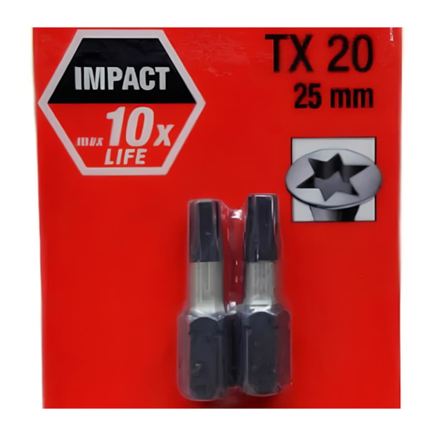 Jogo de Bits Torx T20 x 25mm Encaixe 1/4