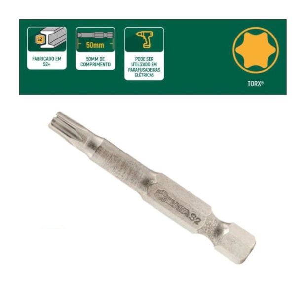 Jogo de Bits Torx T30 x 50mm Encaixe Sextavado 1/4