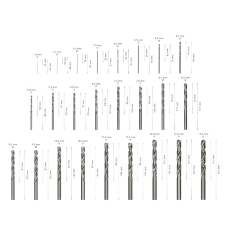 Jogo de Broca Aço Rápido HP HSS-G DIN 338N 1.0 a 13.0mm de 25 Peças 2608587017 BOSCH-4af67874-3ffb-4f93-9b30-5aa63021078f