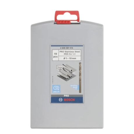 Jogo de Broca para Metal 1.0 a 10.0mm PRO Stainless Steel HSS-Co DIN 338N com 19 Peças 2608587014 BOSCH-46f24ade-067b-433a-8f39-2814889064d2