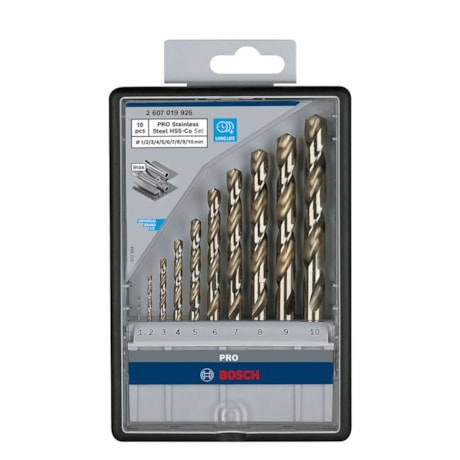 Jogo de Broca para Metal PRO Stainless Steel HSS-Co 1,0-10,0mm com 10 Peças 2607019925