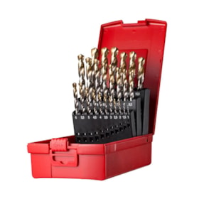 Jogo de Brocas 1.00mm à 13.00mm HSS DIN TIN 338N com Afiação em Cruz 25 Peças DORMER