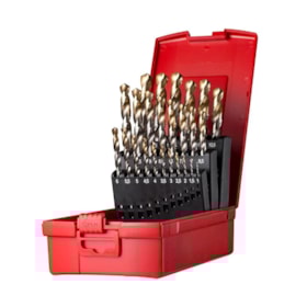 Jogo de Brocas 1.00mm à 13.00mm HSS DIN TIN 338N com Afiação em Cruz 25 Peças DORMER
