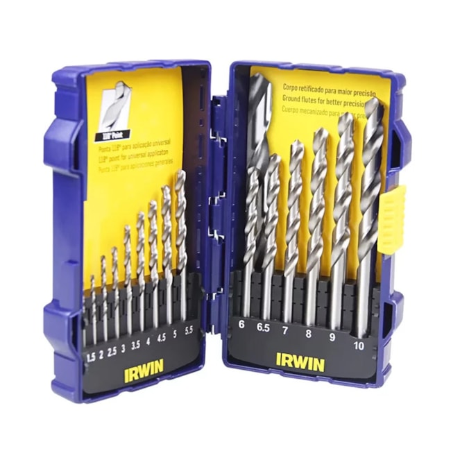 Jogo de Brocas Aço para Metais 1.5 à 10.00mm 15 Peças 1865314 IRWIN-279d4a18-0731-4902-8768-abd891a8ea61