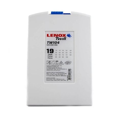 Jogo de Brocas Aço Rápido para Metais 1 à 10mm Din 338 19 Peças TW104 LENOX TWILL-70cdd7c6-9f2e-4cc4-9461-31bce9ba0ccd