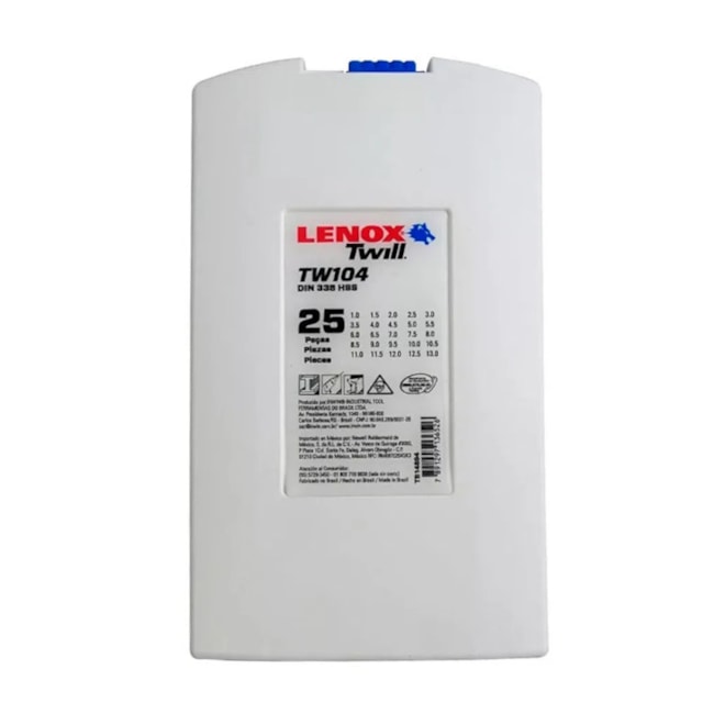 Jogo de Brocas Aço Rápido para Metais 1 à 13mm Dim 338 25 Peças TW104 LENOX TWILL-6af40122-4b11-450a-a937-1c4e3e1aad85
