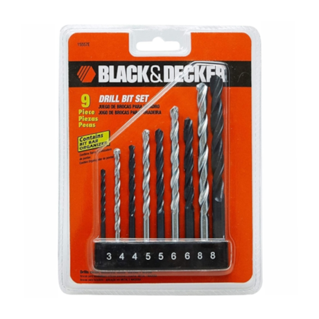 Jogo de Brocas de Aço Rápido e Concreto 9 peças 15557EP BLACK + DECKER