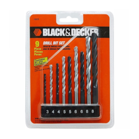 Jogo de Brocas de Aço Rápido e Concreto 9 peças 15557EP BLACK + DECKER