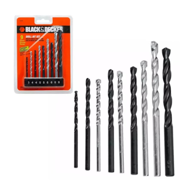 Jogo de Brocas de Aço Rápido e Concreto 9 peças 15557EP BLACK + DECKER -9f031710-e2a4-4523-9c93-da50b445be86