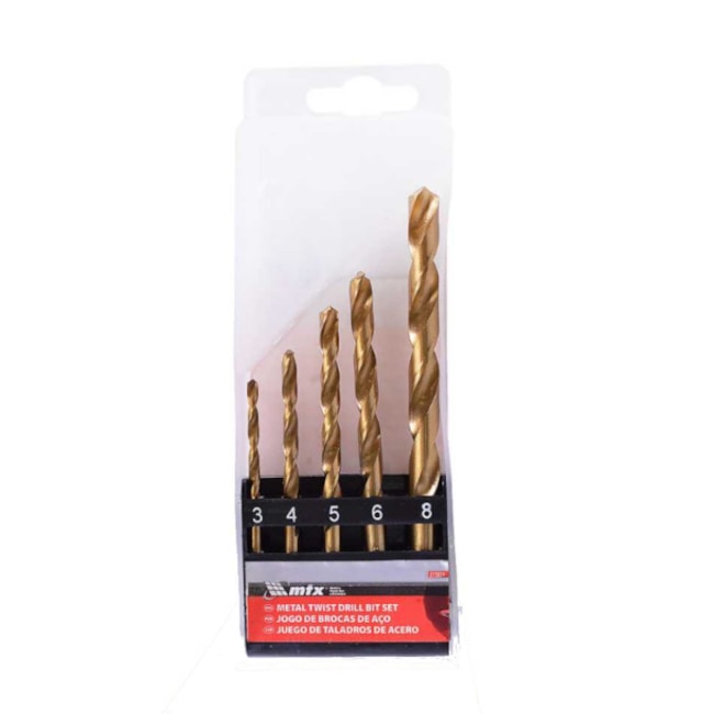 Jogo de Brocas em Titânio de 3mm a 8mm em Titânio com 5 Peças 723839 MTX-091f4a13-6bfb-441b-923d-537119992a8c