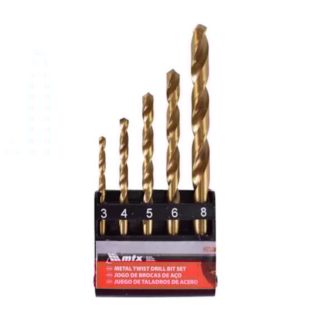 Jogo de Brocas em Titânio de 3mm a 8mm em Titânio com 5 Peças 723839 MTX-35cc6501-af7d-48c9-a793-2359bf8d28f7