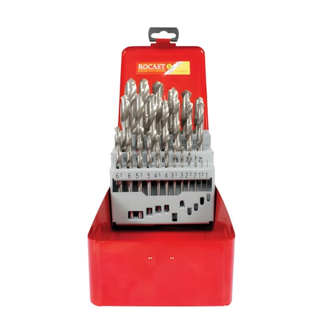 Jogo de Brocas HP HSS DIN 338N 1.0 a 13.0mm com 25 Peças 50161 AR-M ROCAST-edbde7c3-6578-48bc-9688-e9129dd27ff7