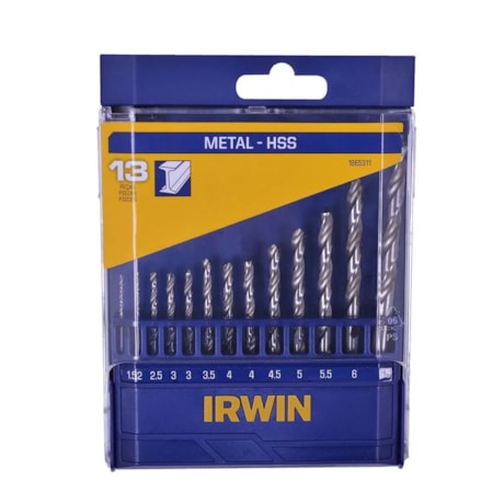 Jogo de Brocas HP HSS para Metal ANSI 1.5 a 6.5mm com 13 Peças 1865311 IRWIN
