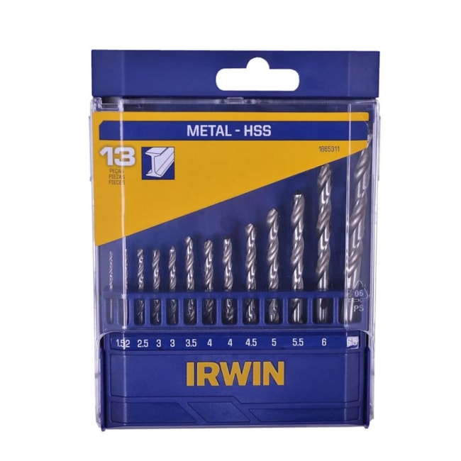 Jogo de Brocas HP HSS para Metal ANSI 1.5 a 6.5mm com 13 Peças 1865311 IRWIN-54e179b4-1852-46a2-97dd-0ab160a35f1d