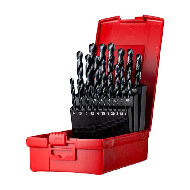 Jogo de Brocas HSS 1.0 a 13mm DIN 338N Revebida 25 Peças A190204 DORMER-c4479a7e-e8f6-42ed-99a5-577173e21cfb