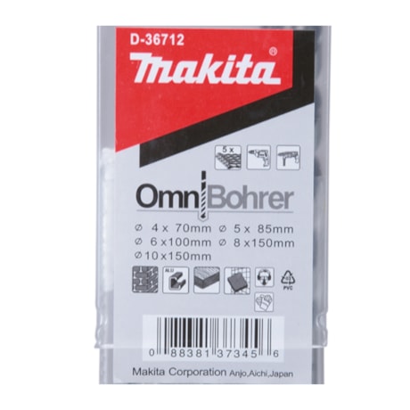 Jogo de Brocas Multilateral 4mm a 10mm com 5 Peças D-36712 MAKITA