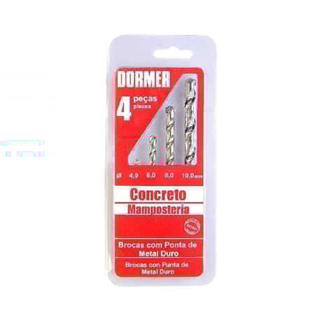 Jogo de Brocas para Concreto A800 com 4 Peças A803144B DORMER-08d1b988-71c2-4f03-b375-1eadb5d03e41