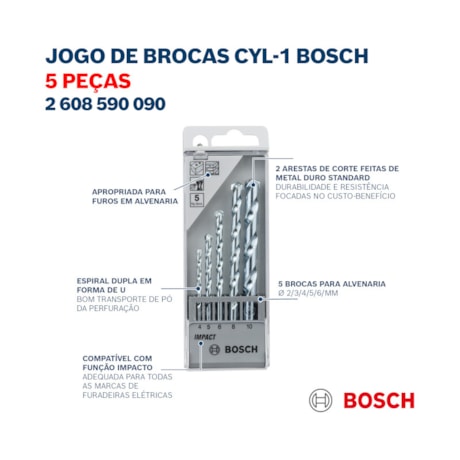 Jogo de Brocas para Concreto com 5 Peças 2608590090 BOSCH-5b08a9bf-1541-4b72-a303-649e4cb8b8c8