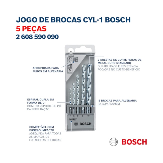Jogo de Brocas para Concreto com 5 Peças 2608590090 BOSCH-daaab2a0-6d2d-4869-99e7-a932c3f3fc71