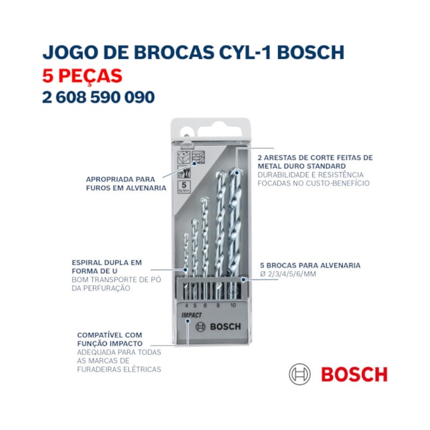 Jogo de Brocas para Concreto com 5 Peças 2608590090 BOSCH-b9fd08c6-0758-4240-a34c-0372418975cb