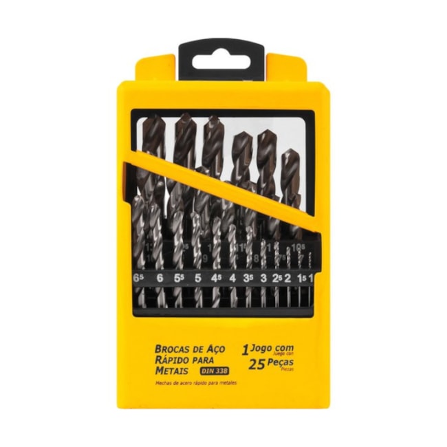 Jogo de Brocas para Metais Din 338 1.00mm à 13.00mm 25 Peças 5353001130 VONDER-7d6a516a-4113-46ae-bec5-ad6b856cc25f