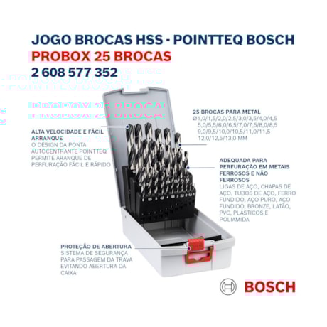 Jogo de Brocas para Metais PROBOX 1 à 13mm 25 Peças 2608577352 BOSCH-2360d4ce-4979-4b70-9aec-5d481f1f721b