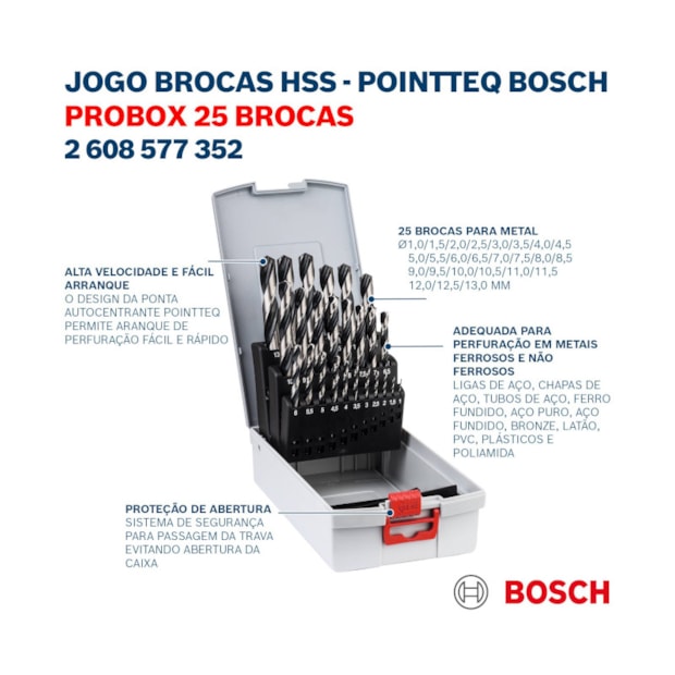 Jogo de Brocas para Metais PROBOX 1 à 13mm 25 Peças 2608577352 BOSCH-d46ea259-8d7b-4707-ab7e-f0d5c0015911