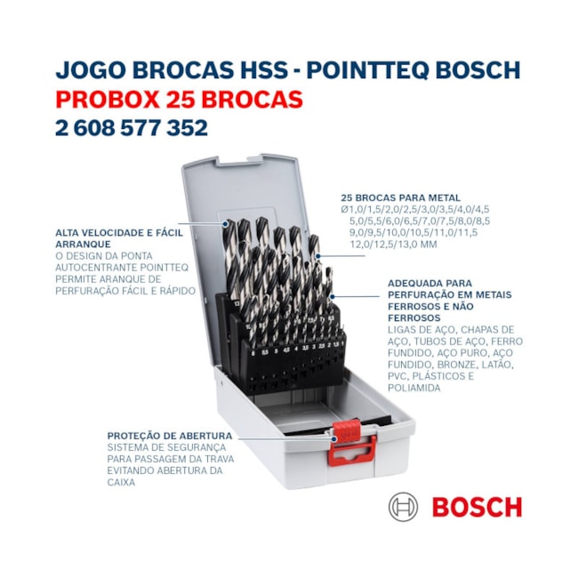 Jogo de Brocas para Metais PROBOX 1 à 13mm 25 Peças 2608577352 BOSCH-32b6c0f2-1018-4cb2-b319-0f56ab8a1530