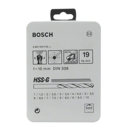 Jogo de Brocas para Metal 1.0mm à 10.00mm 19 Peças 2607019116 Bosch-11c85a02-896f-4b53-a3b0-c21264c6201d